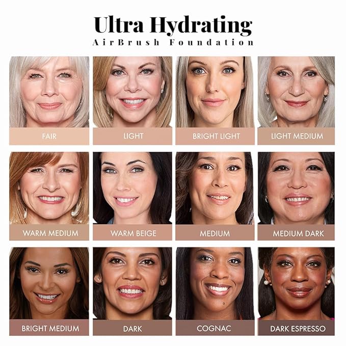 Jerome Alexander Airbrush Foundation Ultra Hydrating, Spray Foundation Makeup with 2x the Active Ingredients, Ultra-Light, Buildable, Full Coverage Formula (Warm Medium)