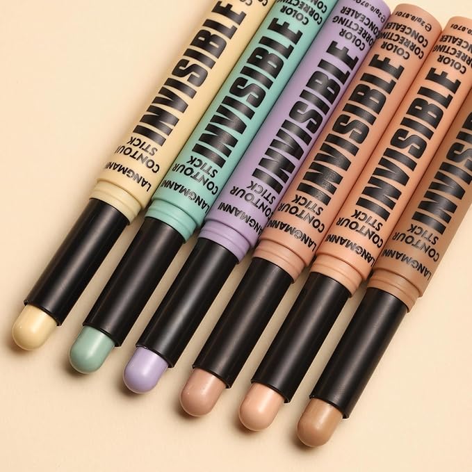 Jolilab 4 Color Contour Stick Concealer Stick Cream Palette Contour Multifunctional Contouring Makeup Kit for Face Highlighter Makeup Stick Set Long Lasting & Waterproof(01#yellow, 1)