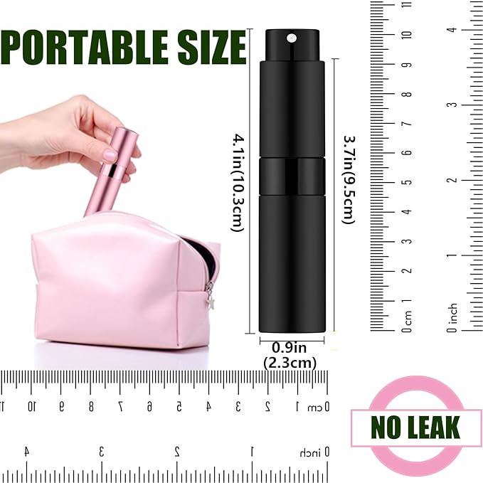 2 PCS/8ml Portable Mini Perfume Atomizer bottles, Empty Refillable Spray Bottle with 3 Types of Refill Tools, Pocket Travel Perfume Sample Bottles(Pink)