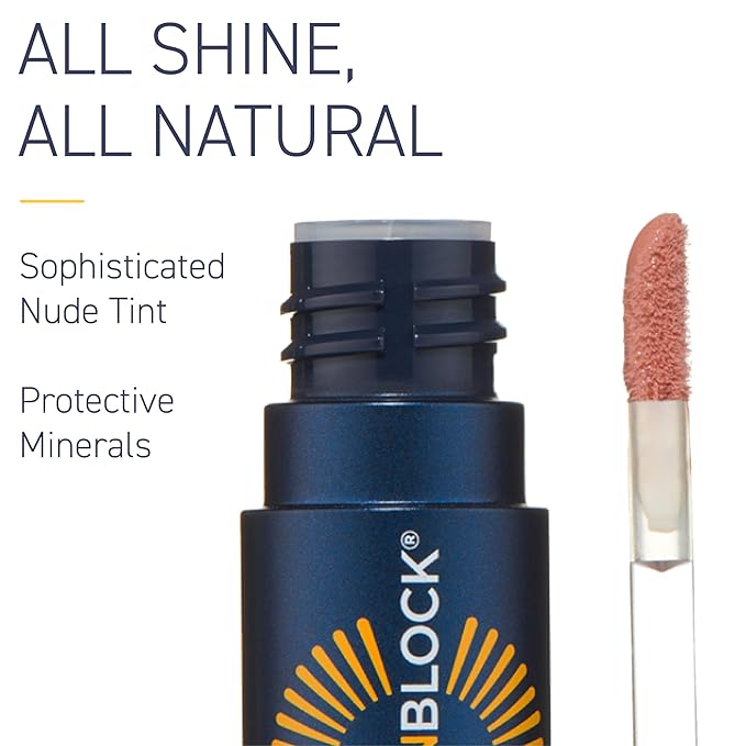 Brush On Block Sun Shine Protective Lip Oil SPF 30, Mineral Protection from UVA/UVB & Blue Light, Hydrating, Cruelty-Free, Gluten-Free, & Vegan, Coral
