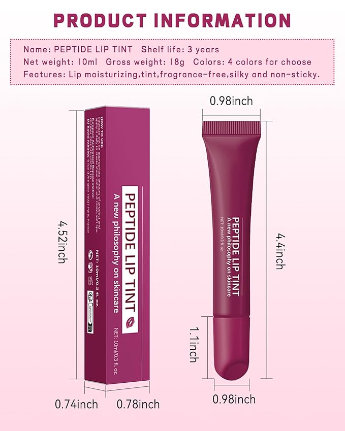 Tinted Lip Balm-2Pcs Pink Brown Peptide Hydrating Lip Tint Moisturizer,Jelly Glossier Lip Treatment Balm,Non-Stick Glow Reviver Lip Care Oil,Yummy Glowy Lip Gloss,Thanksgiving Makeup for Women-01+03