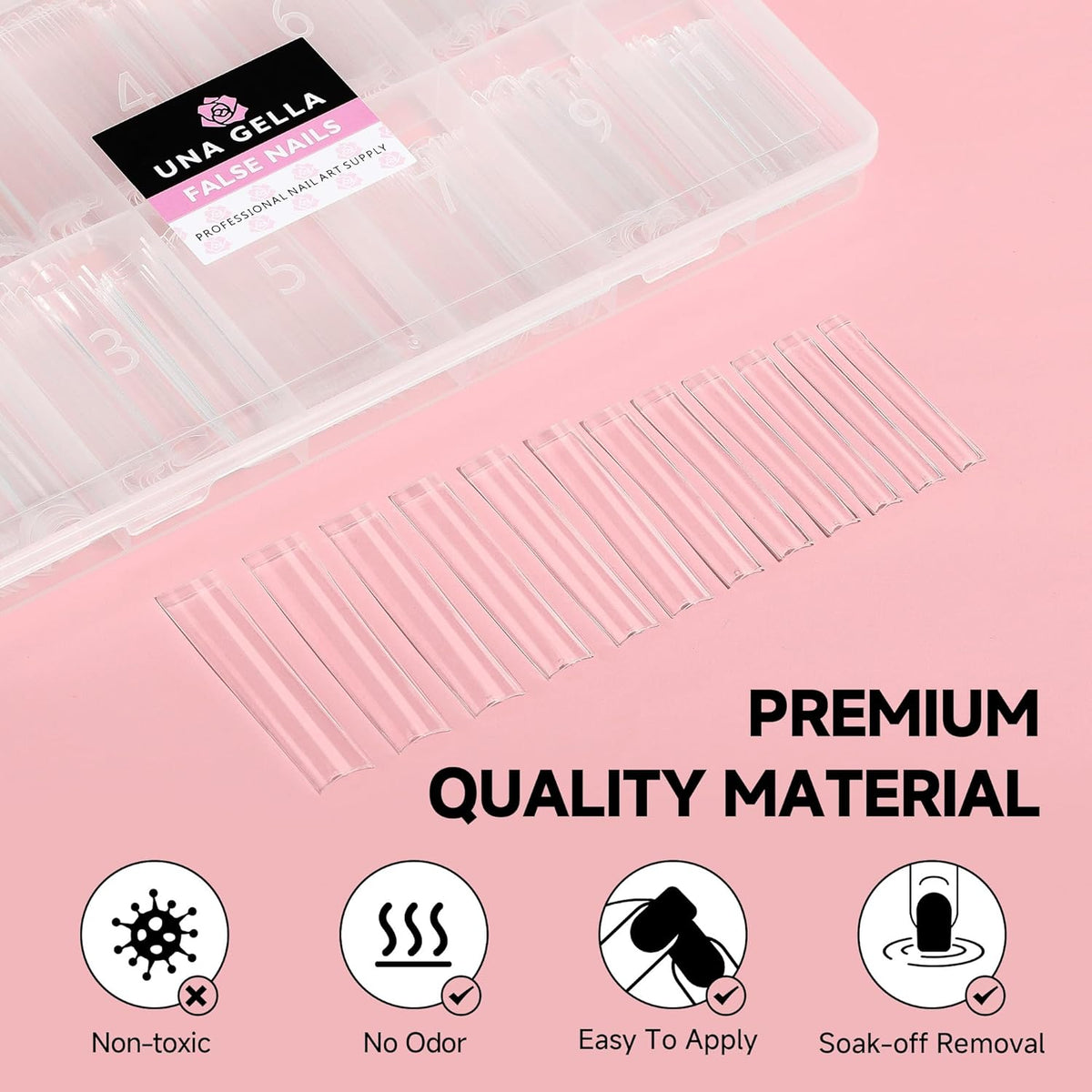 UNA GELLA 312PCS XXXL Nail Tips Square No C Curve, Extra Long Half Cover Long Straight Gel Nail Tips 12 Sizes Press on Nails Square for Acrylic Nails Professional for Nail Salon and DIY