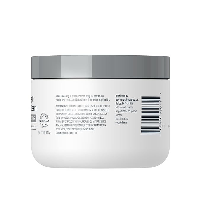 Cetaphil Skin Activator Hydrating & Firming Body Cream 12oz, Mandelic Acid (AHA) and Centella Asiatica (CICA) Cream, Hydrates and Firms Aging Skin, Anti-Aging Skin Care, 12 oz