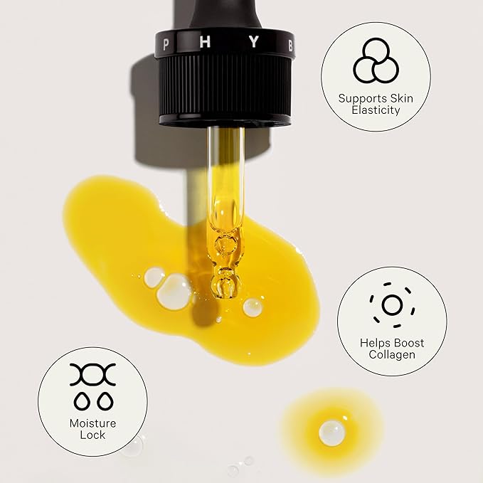 Golden Ray Glow Face Oil, 13ml. Collagen Boosting, Natural Skincare Moisturizing & Hydrating Facial Oil for Women. Incr Elasticity w/French Marine Algae, Jojoba & Rosehip for Fine Lines & Wrinkles