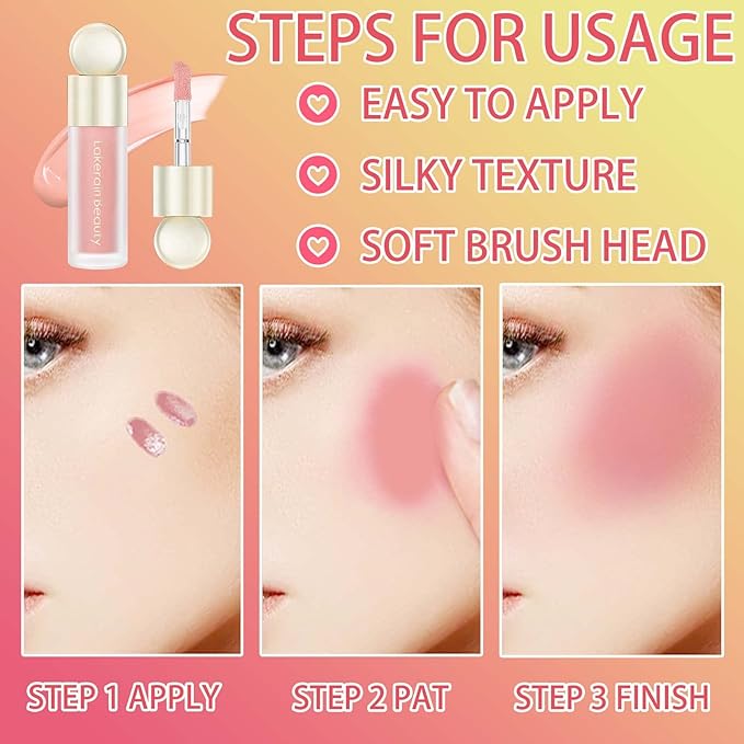 Liquid Blush,Natural Soft Cream Face Blush Matte Cheek Tint,Lightweight,Moisturizing,Waterproof,Long Lasting Face Blush Stick(1#)