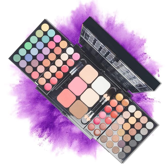 Pro Makeup Gift Set All in One Makeup Kit Cosmetic Contouring Kit 78 Colors Eyeshadow Palette with Face Blush, Lipgloss, Concealer and Eyeshadow Brushes- Ideal Holiday Gift Set