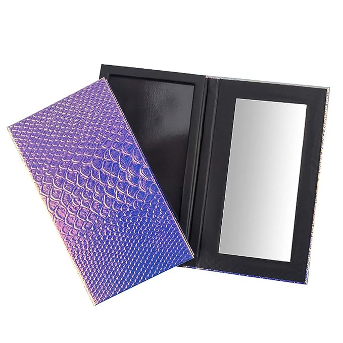 Makeup Palette With Mirror, Empty Eyeshadow Makeup Box Cosmetics Palette Fish Scale DIY Storage Tray Box Holder