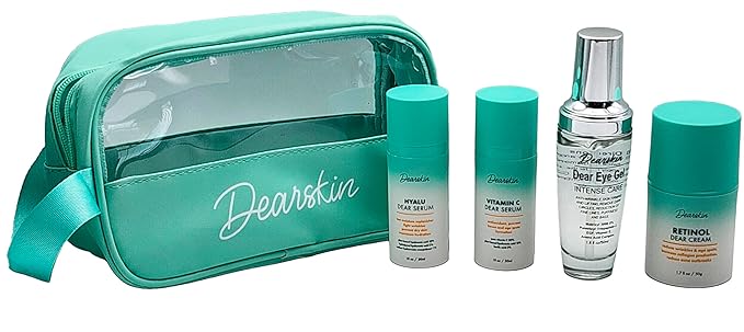 Anti-Aging Skincare Gift Set with Travel Bag - A Gesture of Ageless Love with Hyaluronic Acid Serum Vitamin C Eye Gel and Retinol Cream