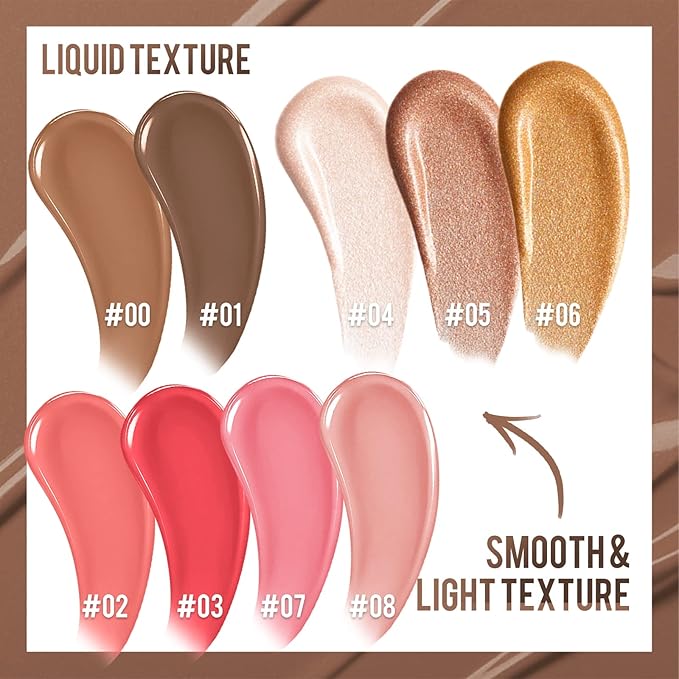 Liquid Highlighter Beauty Wand, Cream Liquid Highlighter Stick with Cushion Applicator, Lightweight Blendable, Long Lasting Silky Cream Highlighter Stick | 5# Highlight Rose Gold