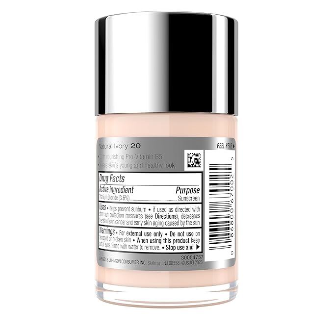 Neutrogena Healthy Skin Liquid Makeup Foundation with Broad Spectrum SPF 20 Sunscreen, Medium Coverage Foundation with Nourishing Pro-Vitamin B5, Natural Ivory 20, 1 fl. oz