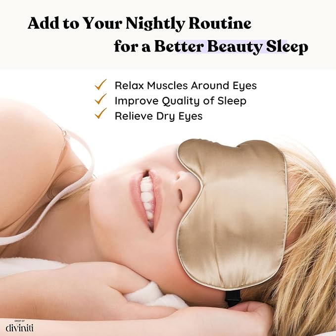 Heated Eye Mask for Dry Eye Relief - Stye Eye Treatment, Warming Eye Mask for Dry Eyes Mask Warm Compress for Eyes, Sinus Mask Heated Eye Patch - Dry Eye Mask Moist Heat Electric Warming - Champagne