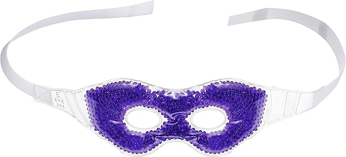 Gel Eye Mask, Purple - Cold Compress Ice Pack with Gel Beads - Microwave Safe for Heat Therapy - Great for Puffy Eyes, Dark Circles, Dry Eyes, Soothing Headaches
