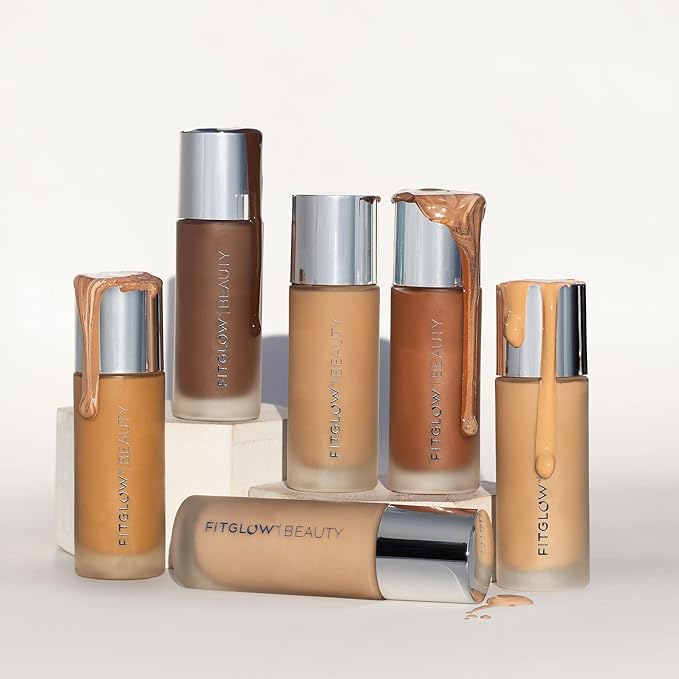 Fitglow Beauty - Natural Foundation+ Photo-Filtering Foundation | Vegan, Woman-Owned Clean Beauty (F3 - Light Medium Cool, Peach Undertones)