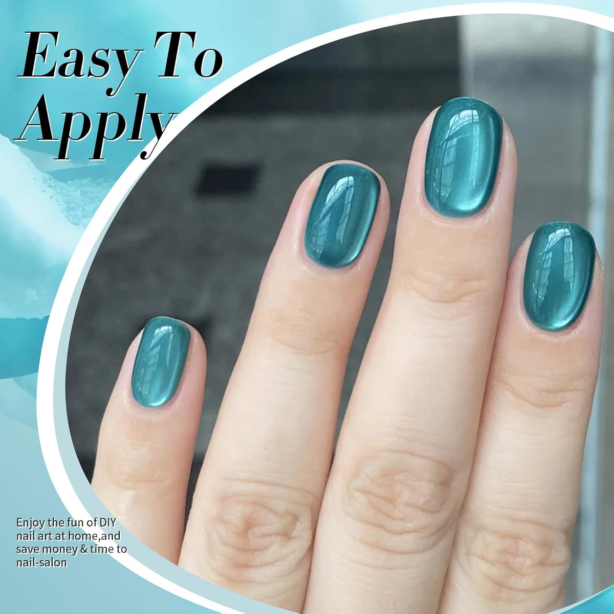 Born Pretty Cat Magnetic Eye Gel Nail Polish,Light Blue Lover Jelly Glass Magnetic Gel Polish,Glitter Soak Off Nail Art Salon Manicure Home Gift 15ml