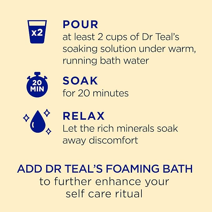Dr Teal's Pure Epsom Salt, Prebiotic Lemon Balm & Essential Oil, 3 lbs (Pack of 4)