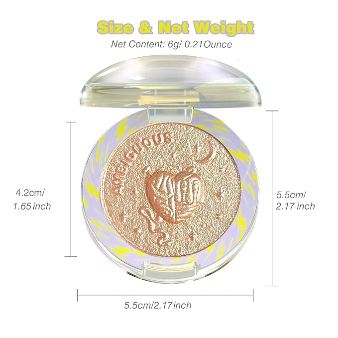Glitter Sparkly Face Highlighter Makeup Palette Shimmer Radiant Glow Illuminator Iluminadores Palette 6g (02 Twilight Champagne)