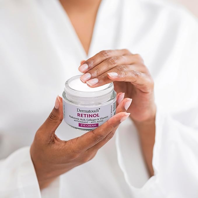 DERMATOUCH Retinol Eye Cream, 1.75 oz - Hyaluronic Acid, Peptides & Vitamins - Made in America
