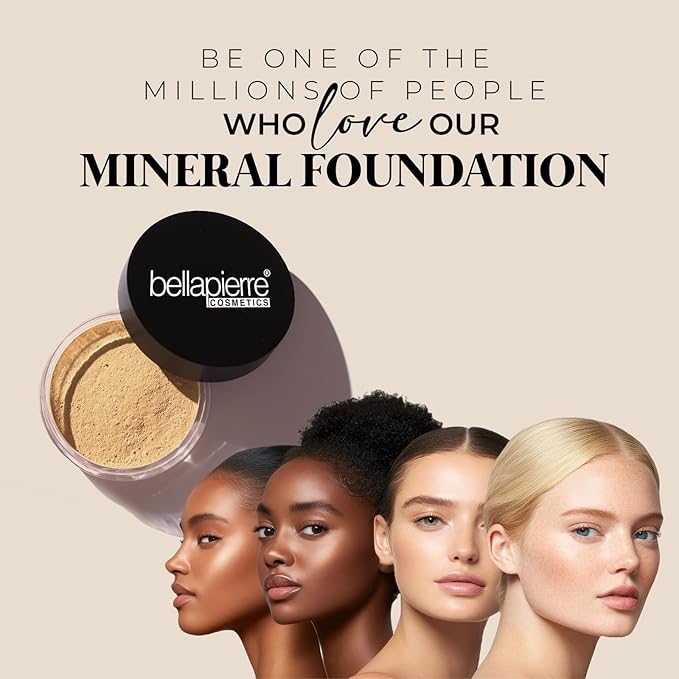 bellapierre Mineral Foundation SPF 15 - Loose Powder Foundation | Vegan & Cruelty Free Natural Makeup | Full Coverage Matte Finish | Hypoallergenic | Oil & Talc Free - 0.32 Oz - Café