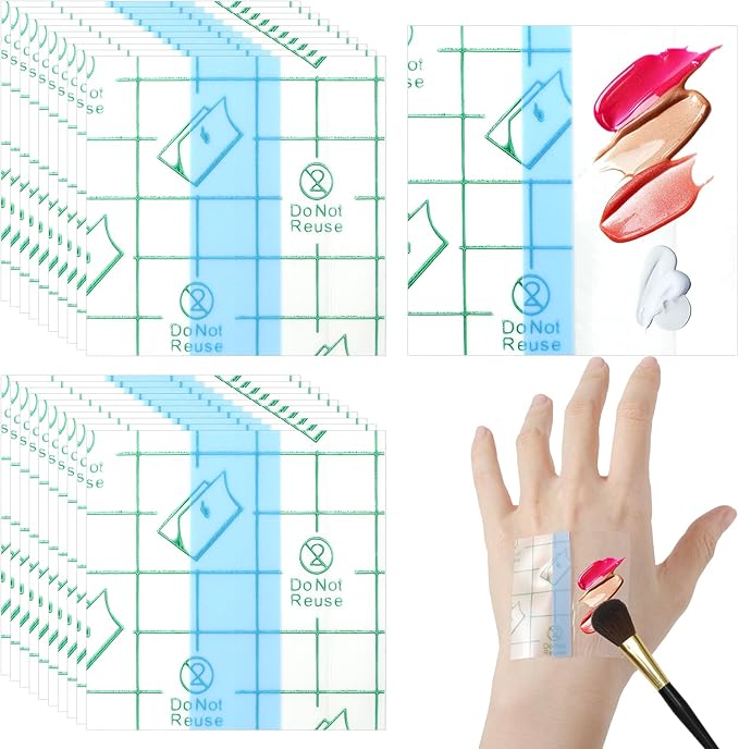 100 Pieces Makeup Hand Palette Single Use Makeup Mixing Palette Professional Makeup Artist Must Haves Disposable Transparent Waterproof Cosmetic Tray Adhesive Tape for Women and Girls