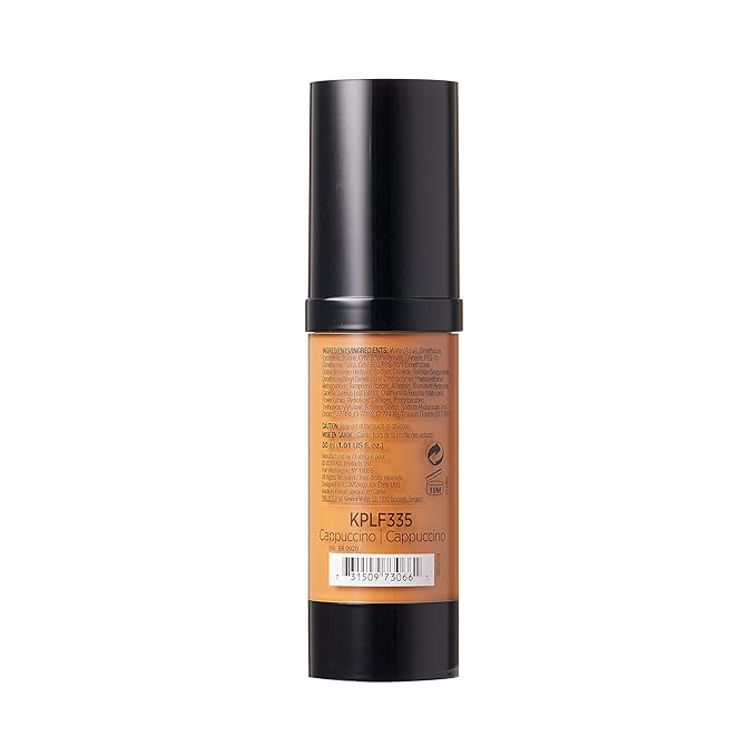 Kiss New York Professional Liquid Foundation - Lightweight and Hydrating Formula, Natural Finish, Control Shine, Cover Pores, Medium to Full Coverage, Green Tea Extract (Cappuccino)