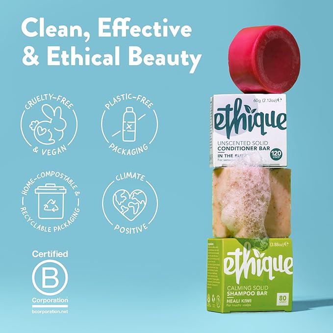 Ethique Brightening Purple Sulfate Free Solid Conditioner Bar for Blonde and Silver Hair -Tone It Down - Vegan, Eco-Friendly, Plastic-Free, Cruelty-Free, 2.12 oz (Pack of 1)