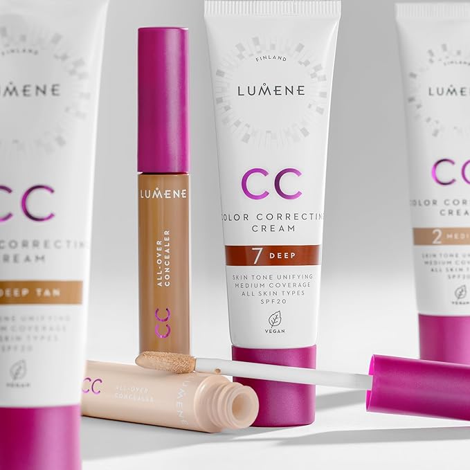 Lumene Under Eye Concealer - CC All-Over Hydrating Concealer with Medium Coverage - Multi-Tasking Under Eye Makeup Infused with Hyaluronic Acid with a Skin-Like Finish - 4 Tan (0.3 fl oz)