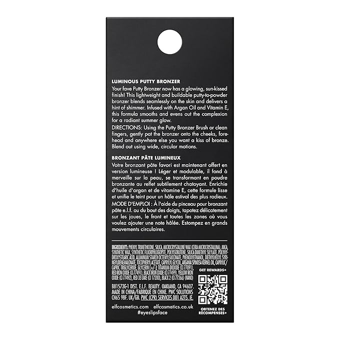e.l.f. Luminous Putty Bronzer, Lightweight Putty-to-Powder Bronzer For A Radiant, Glowing Finish, Highly Pigmented, Vegan & Cruelty-Free, Island Hopping