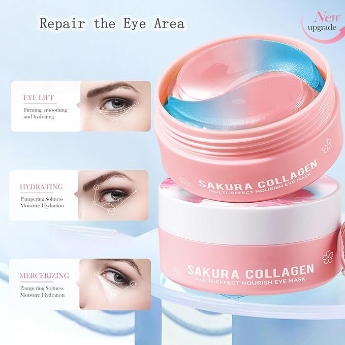 Under Eye Patches for Dark Circles, Puffiness and Eye Bags, Eye Mask,Wrinkle Treatment Anti-Aging Rejuvenating Moisturizing Skin Care 60PCS Collagen Eye Gel Pads Anti-Wrinkle Eye Patches