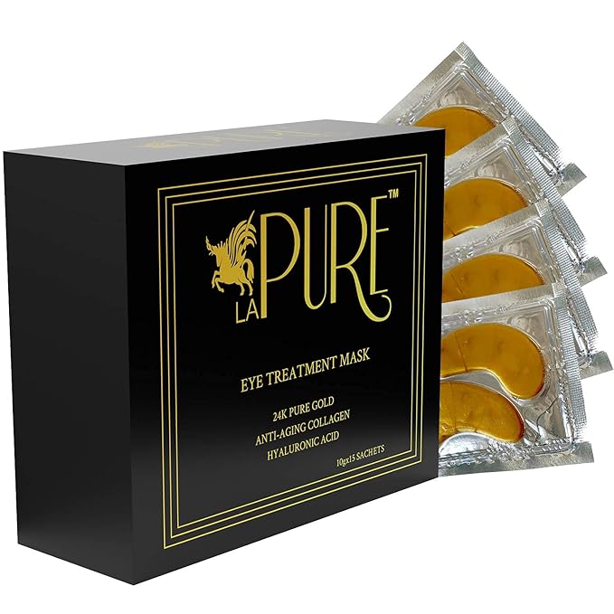 24K Gold Eye Treatment Masks - Under Eye Patches, Under Eye Bags Treatment, Eye Mask for Puffy Eyes, Anti-Wrinkle, Dark Circles, Gel Pads 15 Pairs