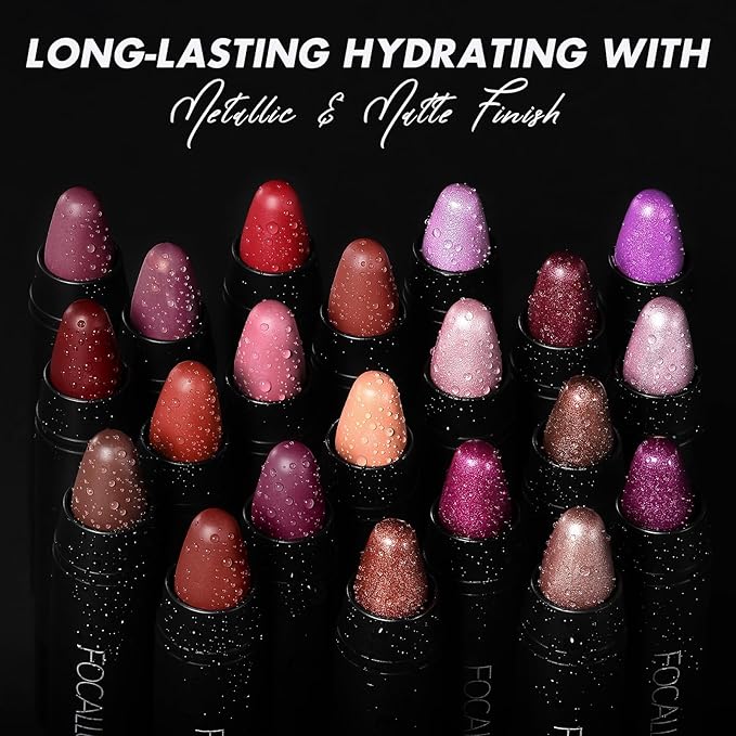 FOCALLURE Ultra Chic Metallic Lipstick,Rich Vitamin E Lip Crayon,Lightweight Shinning Color without Drying or Fading,Long Lasting Lips Makeup,#29 Topaz