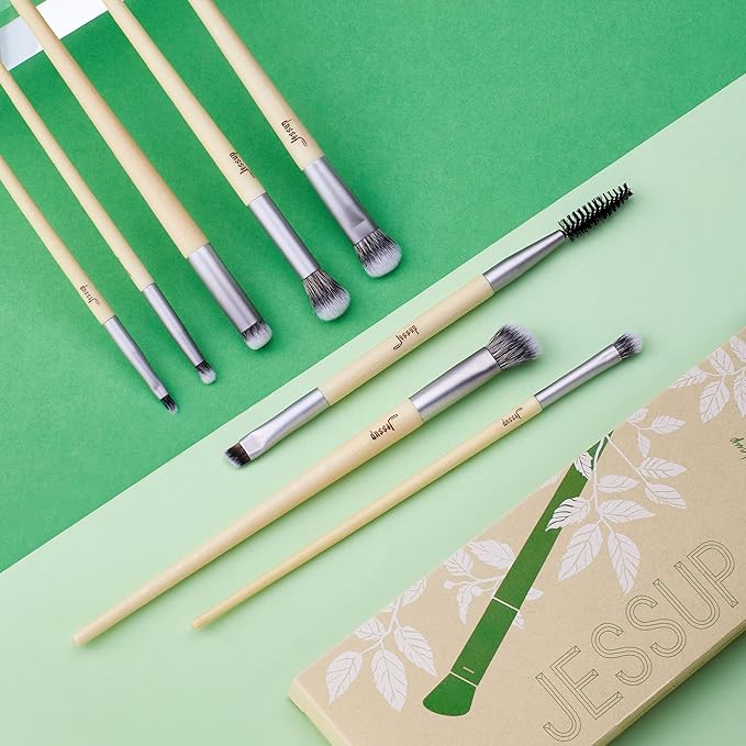 Jessup Eyeshadow Brush Set 8pcs Eye Makeup Brushes Premium Cruelty-Free Eyeshadow Blending Concealer Eyebrow Eyeliner Spoolie Brush Kit T328