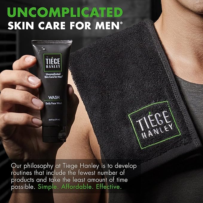 Tiege Hanley Mens Skin Care Gift Box Set, Gold - Men's Skincare Set with Face Wash, AM & PM Moisturizer, Scrub, Clay Mask, Body Wash, Deodorant, Anti Chafe Powder, Scrubber & Dopp Kit