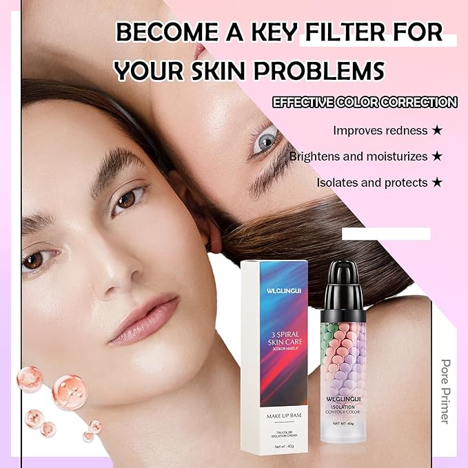 One Step Color Corrector,Tri-Color Color Correcting Facial Serum,Moisturizing Color Changing Foundation,Oil Control Tinted Moisturizer Isolation Cream for Face Makeup Primer Base