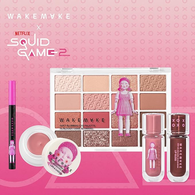 WM X NETFLIX SQUID GAME Dewy Gel Maxi Gloss 15 Solid Blood Set (+Watery Tok Tint Mini 7 Bloody Pop), lips, korean lip