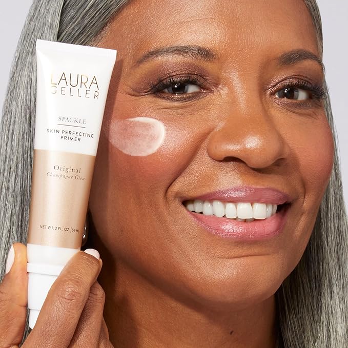 LAURA GELLER NEW YORK Spackle Primer - Champagne Glow - Super-Size 2 Fl Oz - Hyaluronic Acid Makeup Primer for Mature Skin