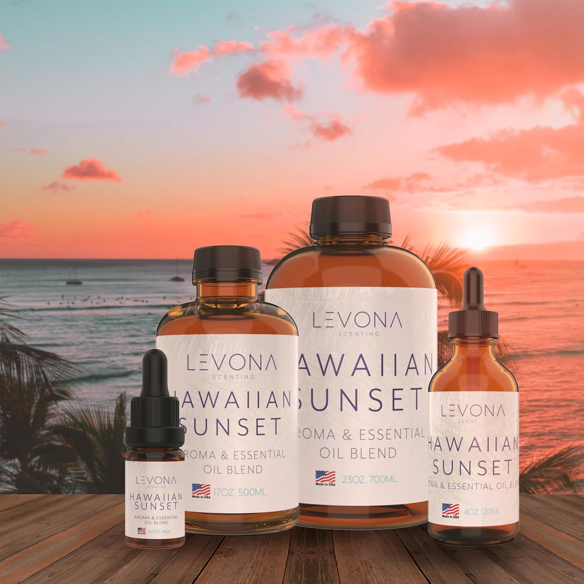 Levona Scent Essential Oils For Diffusers For Home Luxury Scents - Hawaiian Sunset Aroma Oil - Fragrance Oil With Mandarin Citrus + Dash Of Peppermint Essential Oil - 500Ml Oil Diffuser Essential Oils