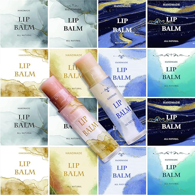 CRASPIRE Lip Balm Labels 80pcs Homemade Lip Balm Labels 2” Clear Lip Balm Labels for Tubes Printable Waterproof Lip Balm Stickers Labels for Lip Balm Handcream Candle Container(Phnom Penh Quicksand)