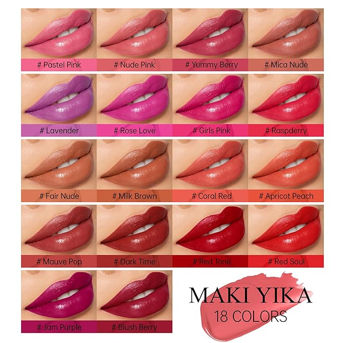 MAKI YIKA Moisture Dark Red Lipstick for Women Hydrate Lip Balm for Dry Cracked Lips Weightless Glossy Lip Color Juicy Finish,MA052 Dark Time
