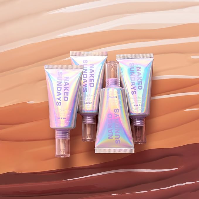 Naked Sundays BeautyScreen™ SPF 50 Mineral Peptide Foundation Tint 2-in-1 Skin Tint & Mineral Sunscreen- Radiant, Buildable Coverage, Acne-Safe (3.5 Light Medium Cool, 1.01 Fl Oz)