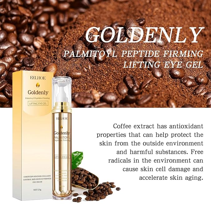 Caffeine Eye Serum Anti Aging, Eye Serum for Dark Circles and Puffiness, Retinol Eye Cream with 360°Massage Ball, Reduce Eye Wrinkles and Fine Lines
