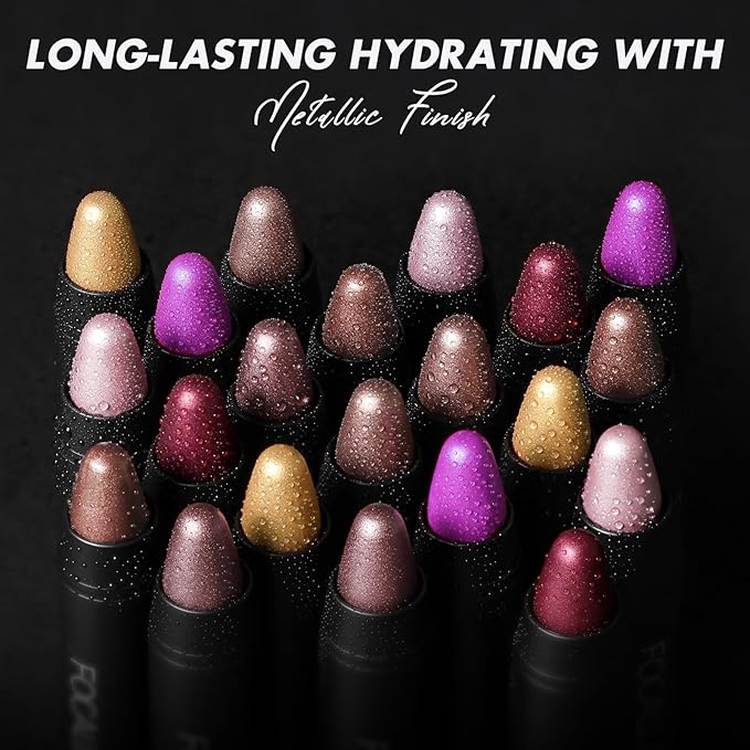 FOCALLURE Ultra Chic Metallic Lipstick,Rich Vitamin E Lip Crayon,Lightweight Shinning Color without Drying or Fading,Long Lasting Lips Makeup,#31 Utopia