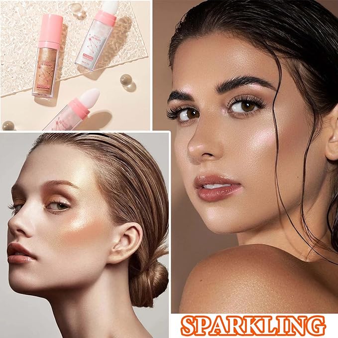 3 Pcs Polvo De Hadas,Fairy Hightlighter Stick Face Blusher Patting Polvo De Hadas Powder Highlighter Makeup,Natural Body Brightens Three-dimensional Body Glitter Stick