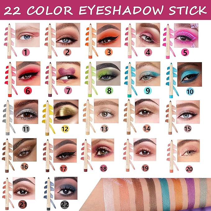 Rose Gold Eyeshadow Stick, Smooth Cream Shimmer Eyeshadow Pencil, Waterproof Long Lasting High Pigmented Hypoallergenic Eye Shadow Highlighter Stick Create Multi-Dimension Eyes Look(15# Rose Gold)