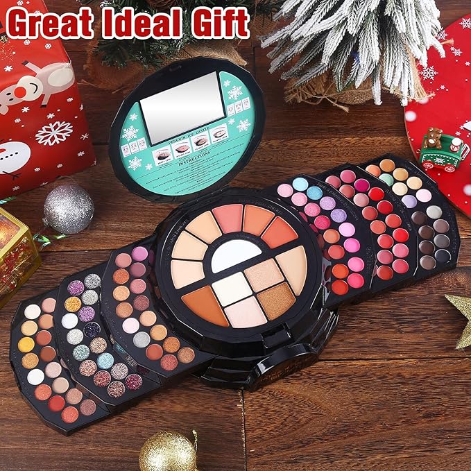 109 Colors Makeup Kit for Women Girl Full Kit Gift Set with Mirror All in One Make up Palette Included Eyeshadow Glitter Lipstick Concealer Eyeliner Eyebrow Highlighter Contour Blusher Compact PowderN