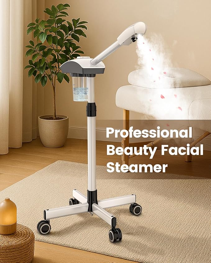Kingsteam Professional Ozone Nano-Ionic Facial Steamer | Deep Cleansing Hydrating | Salon Home Spa Face Steamer | Pore Cleanser | 60-Min Timer | 360° Swivel | Esthetician Favorite Tool,White