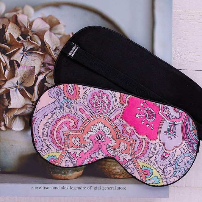 100% Pure Silk Eye Mask Sleep Eye Mask Eye Cover Eyeshade Sleeping Eye Mask Printed Colors (#12)