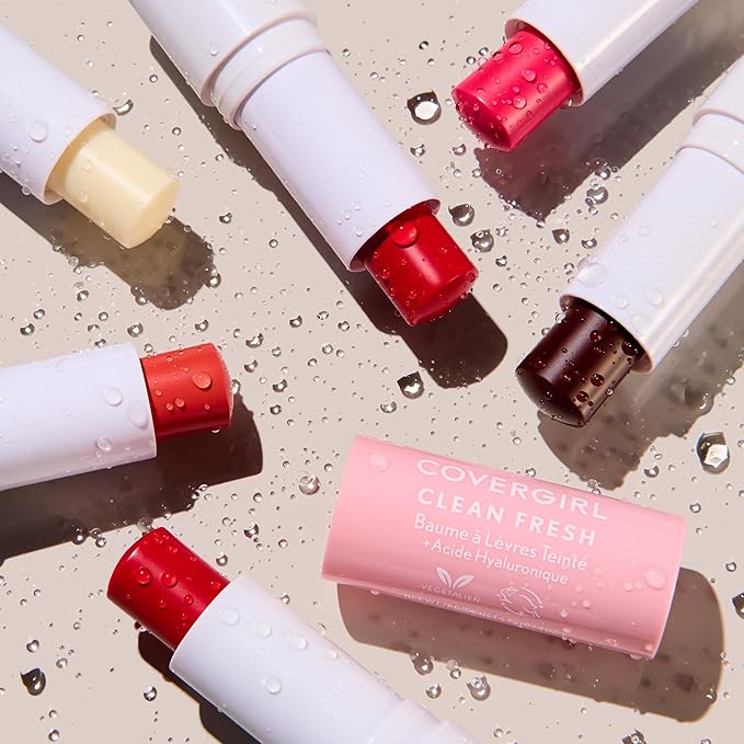 CoverGirl Clean Fresh Tinted Lip Balm, Vegan Formula, Hydrating, Natural Finish, Cruelty Free, Made for Peach, 1 Count