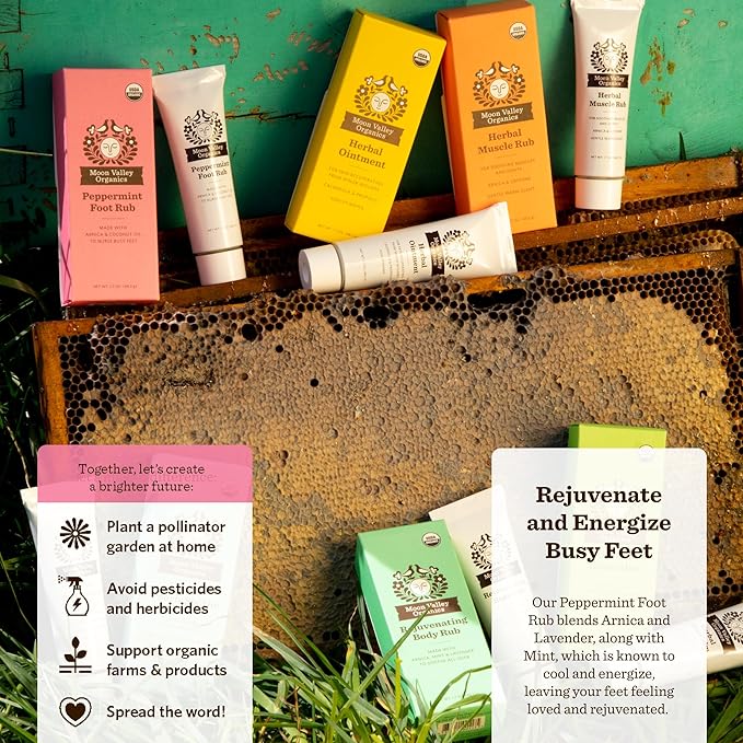 Moon Valley Organics Peppermint Foot Balm – Organic Cooling Foot Rub with Lavender, Arnica and Mint