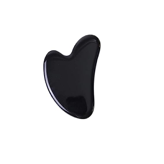 Black Obsidian Jade Facial Roller & Gua Sha Set 100% Natural Source from Highest Altitude of Himalayan Two-Sided Face Neck Massager Stone Beauty Tool
