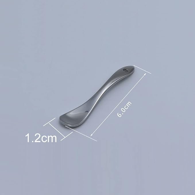 4 Pieces Zinc Alloy Makeup Spatula Eye Cream Spoon Beauty Scoop Mini Spoon Makeup Beauty Spoons Mini Cosmetic Skincare Spatula for Cream Lotions, Spoon Shaped, Silver-Color